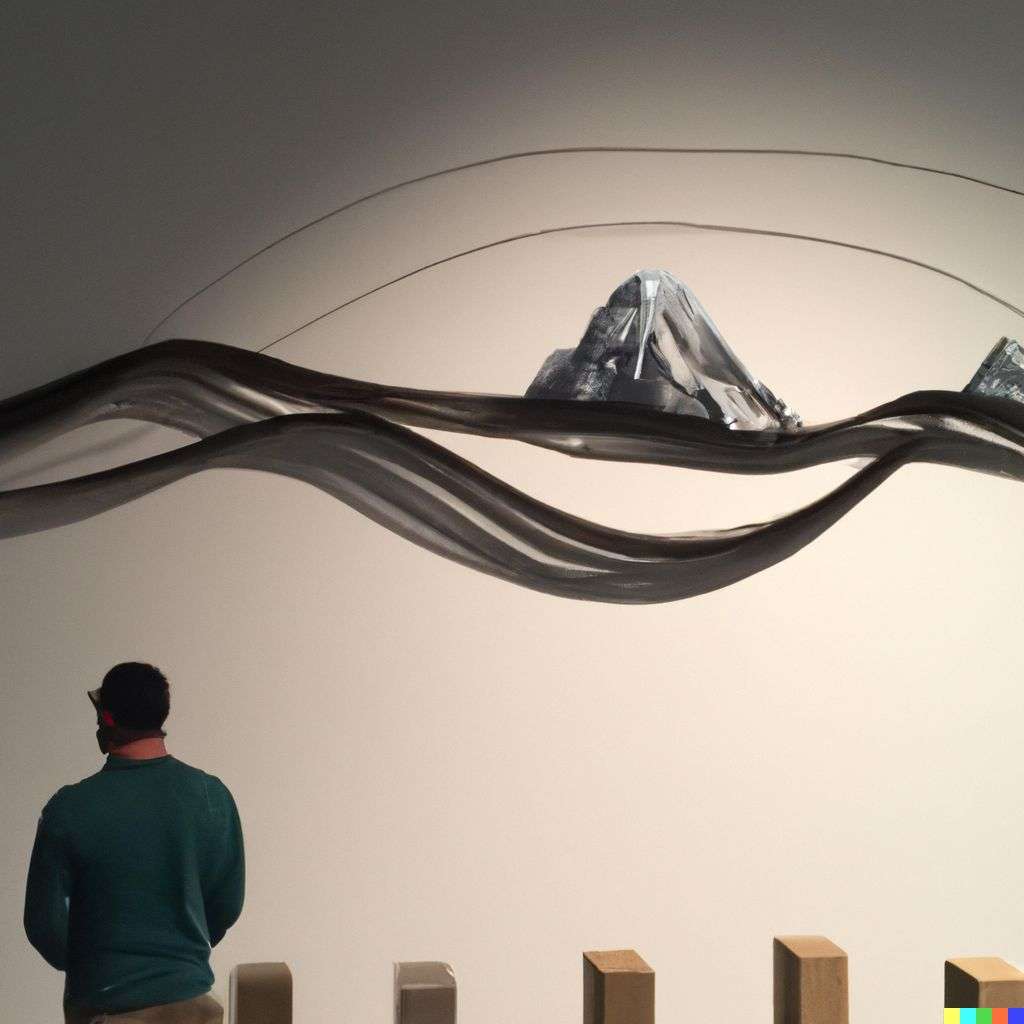 someone gazing at Mount Everest, kinetic art